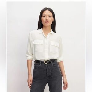 EVERLANE THE UTILITY SHIRT IN WASHABLE SILK SZ 2 #0888
